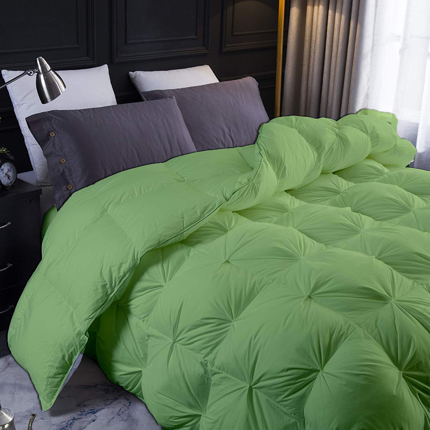 Amazon.com: Sage Green Goose Down Pinch Comforter- Grand King Size