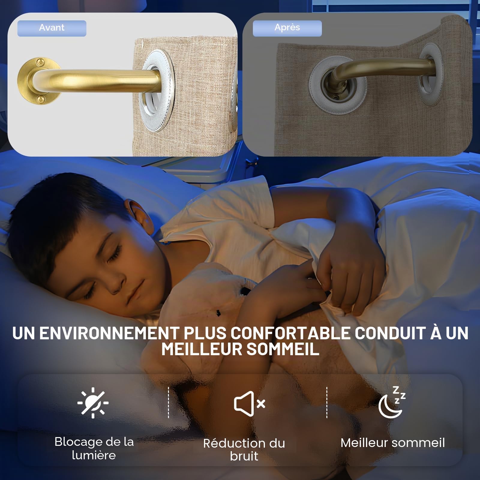 Tangwin Tringle à rideaux dorée de 71,1 à 122,9 cm : tringle à rideaux occultante et réglable pour chambre à coucher, industriel, occultant, en métal français, facile à installer - Or brossé
