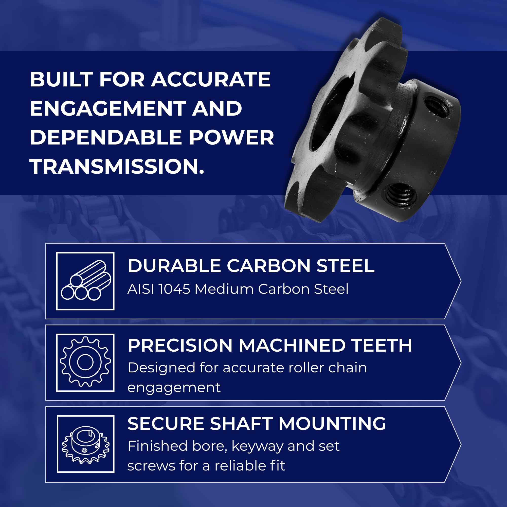 Jeremywell #40 Roller Chain Sprocket, 9 Tooth B-Hub, 5/8" Bore, Hardened Steel — Amazon image 3