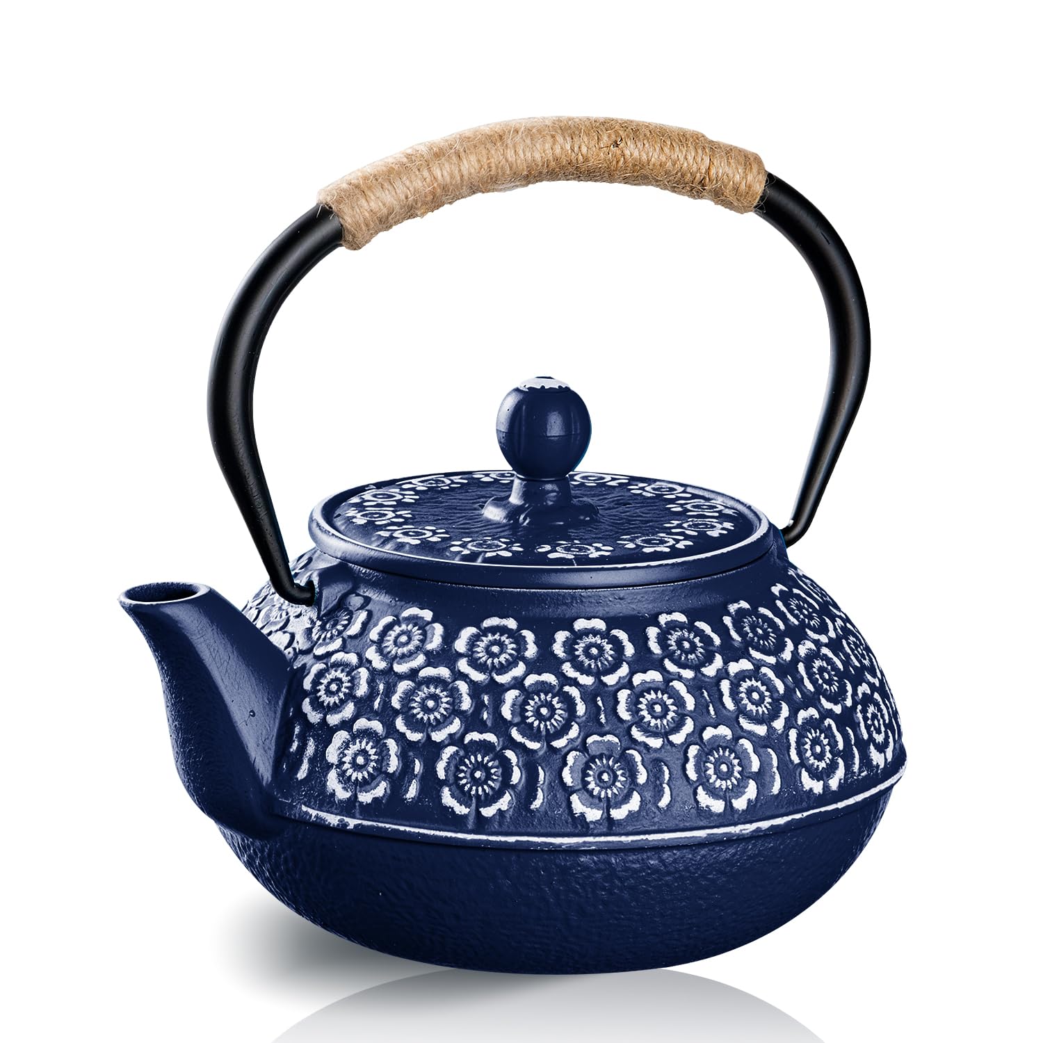 PluieSoleil Cast Iron Loose Leaf Teapot with Infuser, 900ml Traditional Japanese Tetsubin Tea Kettle, Stovetop Heat-Resistant Teapot with Removable Strainer