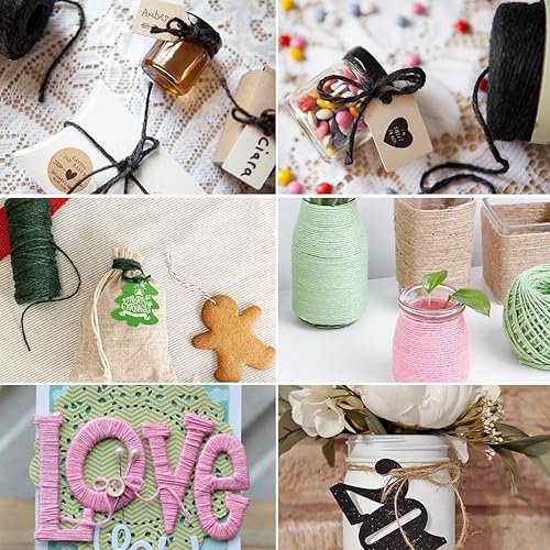 Miniatura 3 de Cuerda blanca de 328 pies para manualidades, cuerda de yute de 0.079 pulgadas para envolver regalos, jardinería, adornos colgantes, obras de arte,
