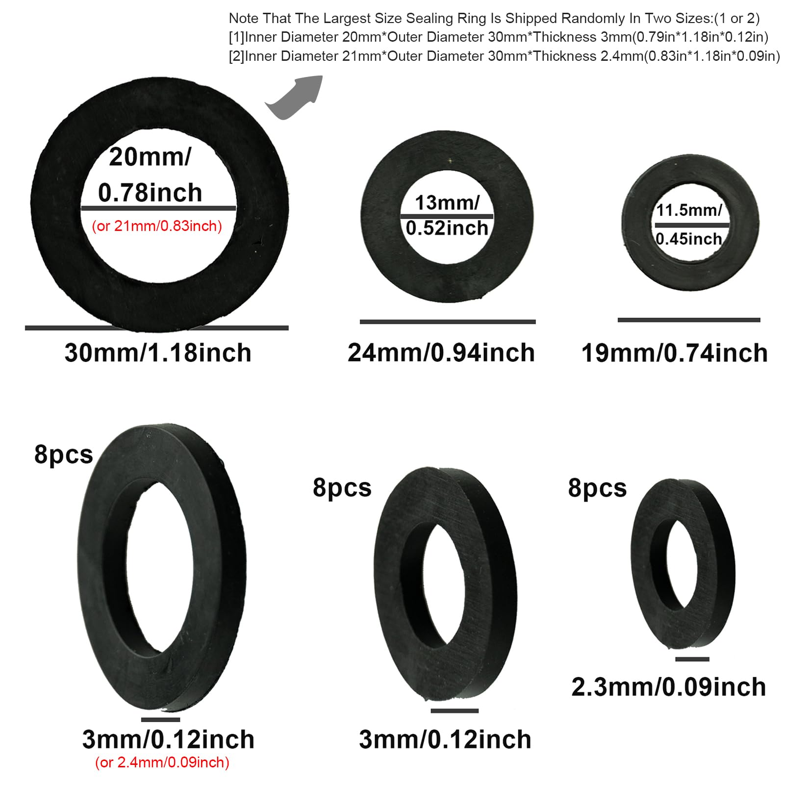 12 stks ring ring douchekraan rubber waterleiding rubber vervanging voor afdichtring pakkingen afdichting kraan waterleiding vervanging (3/4