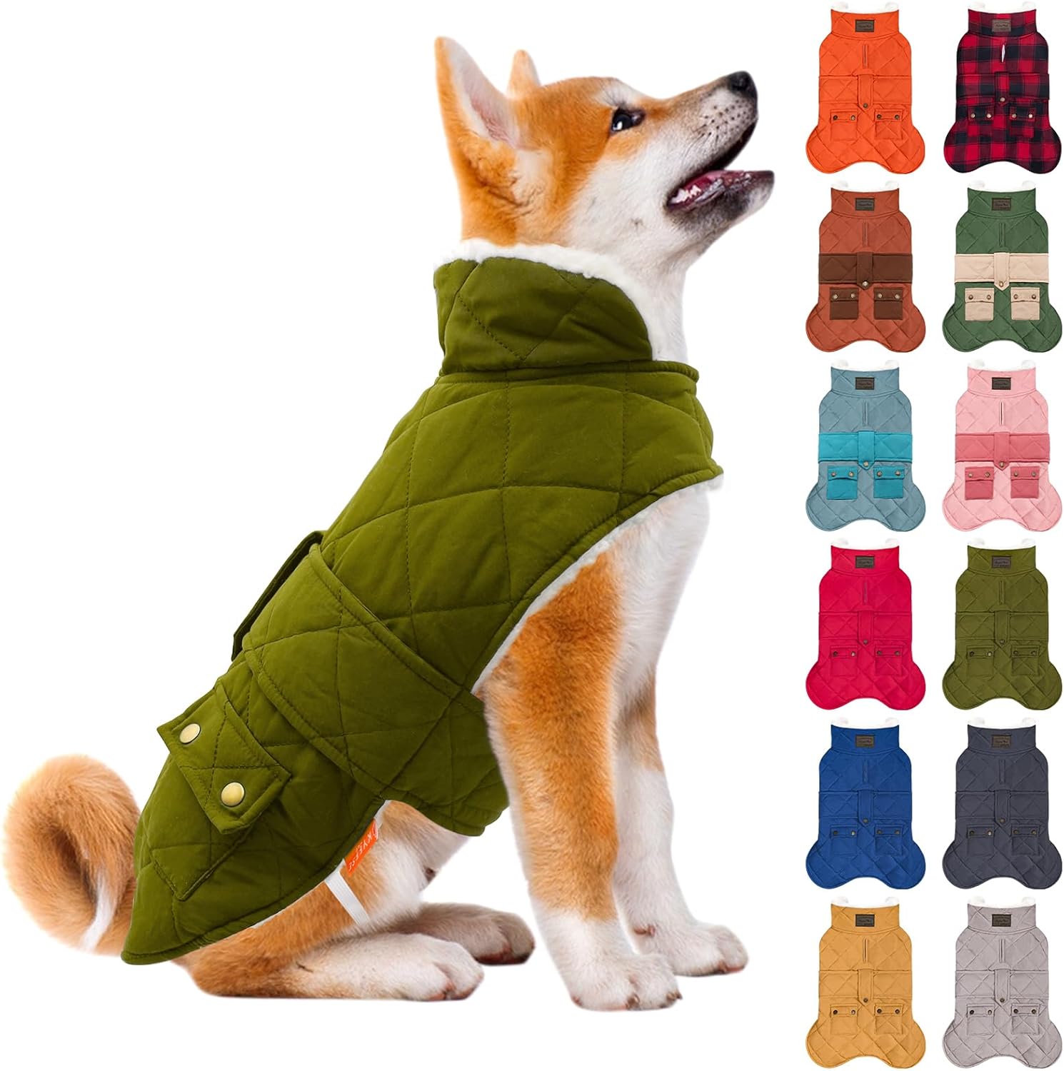 KYEESE Dog Coat Soft Pet Sweater for Cold Weather Windproof Dog Coats for Small Dogs Waterproof Dogs Jacket with Fleece Lined Thick Cat Clothes with Pocket Warm Pet Winter Coat with Leash Hole