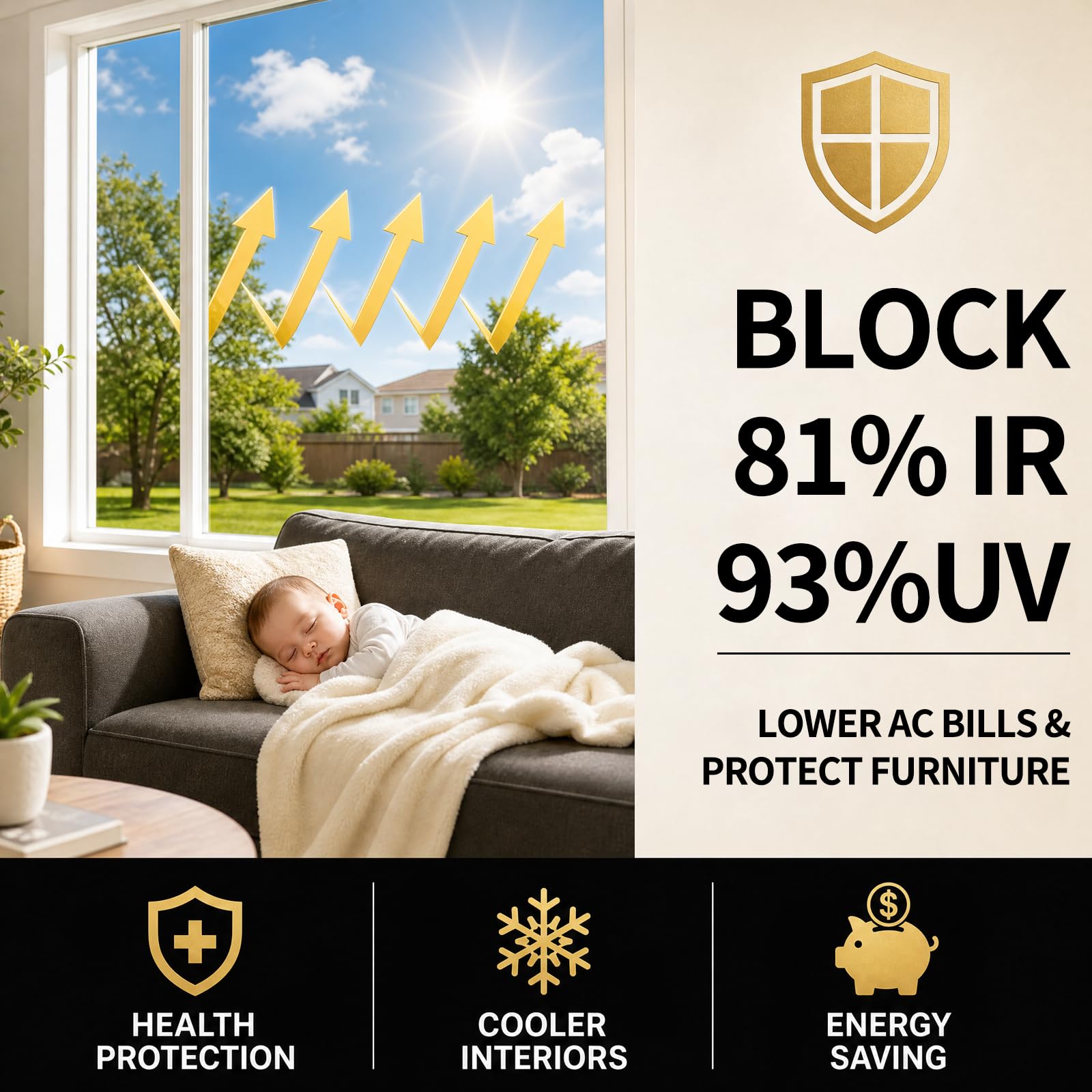Filmgoo Pellicola a specchio per finestra, statica, non adesiva, unidirezionale, per la privacy diurna, blocco del sole, controllo del calore, pellicola oscurante per finestre per casa e ufficio,