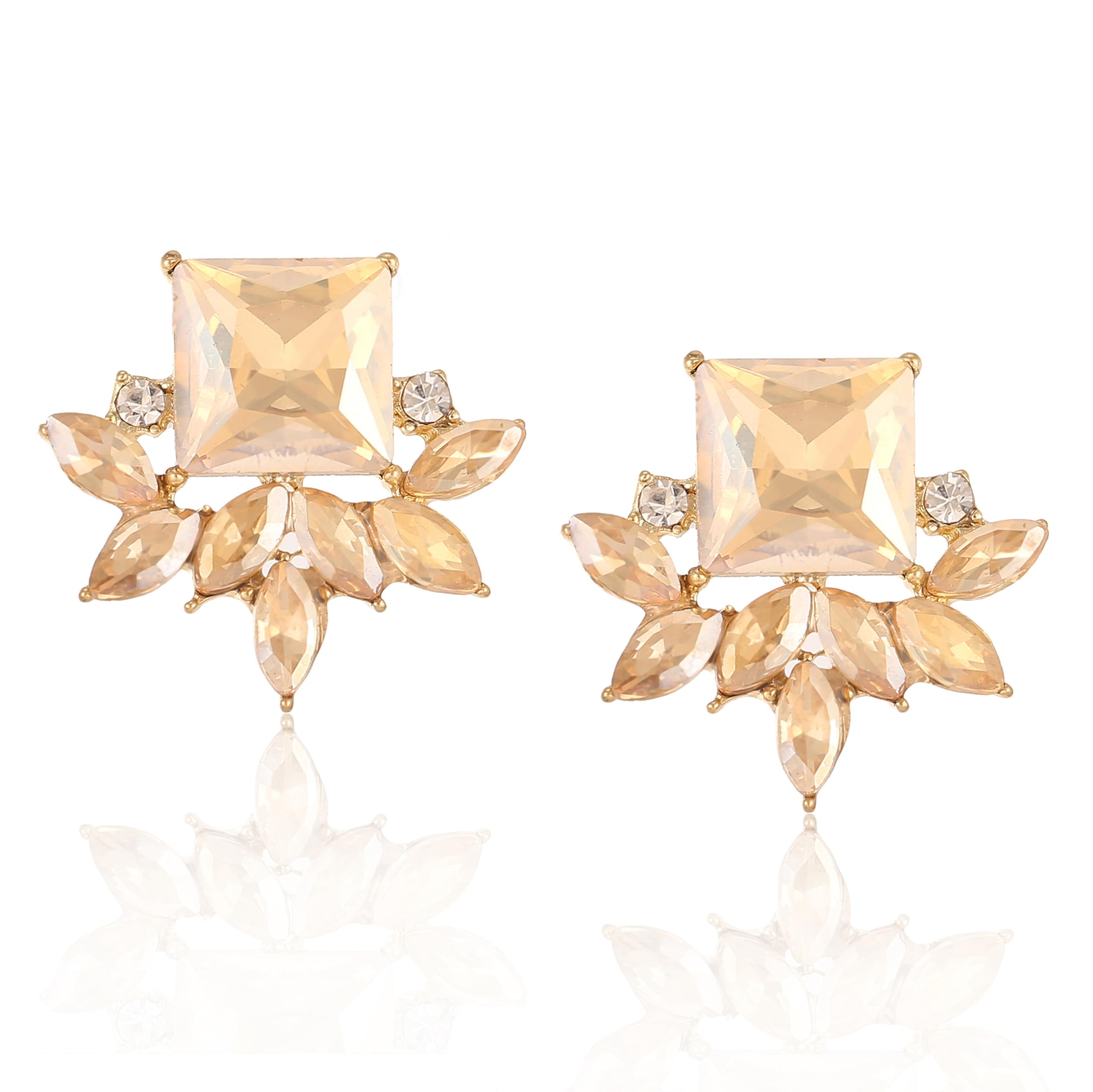 ATIMIGOVintage Rhinestone Crystal Cluster Drop Earrings Art Deco Hypoallergenic Earrings for Women Wedding Bridal Prom Formal