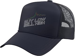 Buy Low Sell High I Chart Banknote Business Stock Trader Trucker Hat with Adjustable Mesh Back