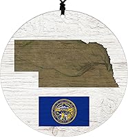 Vista 40 de New York Christmas Ornament - Rustic Design Featuring State Flag and Terrain Map - 2026 Hanging Acrylic Disc Decoration for Tree - Unique and Home