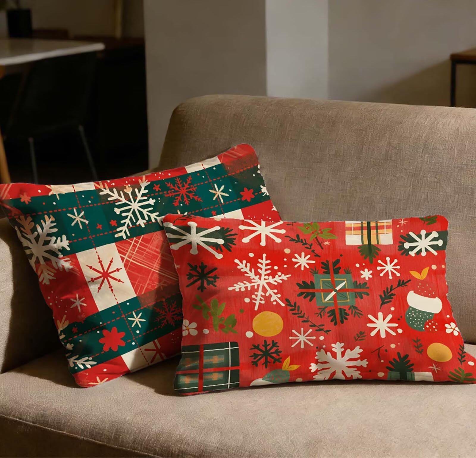 Taie d'oreiller 40x80 lot de 2 rouge en velours avec fermeture éclair pour canapé