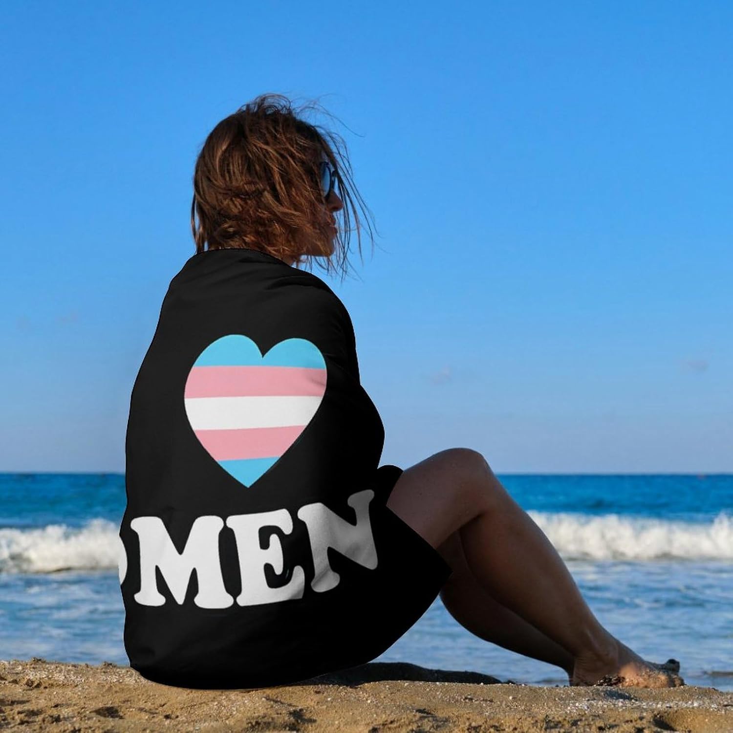 I Love Trans Women Oversized Beach Towel Soft Absorbent Pool Bath Swim Towels for Adults Travel Vacation Gifts 130x80cm