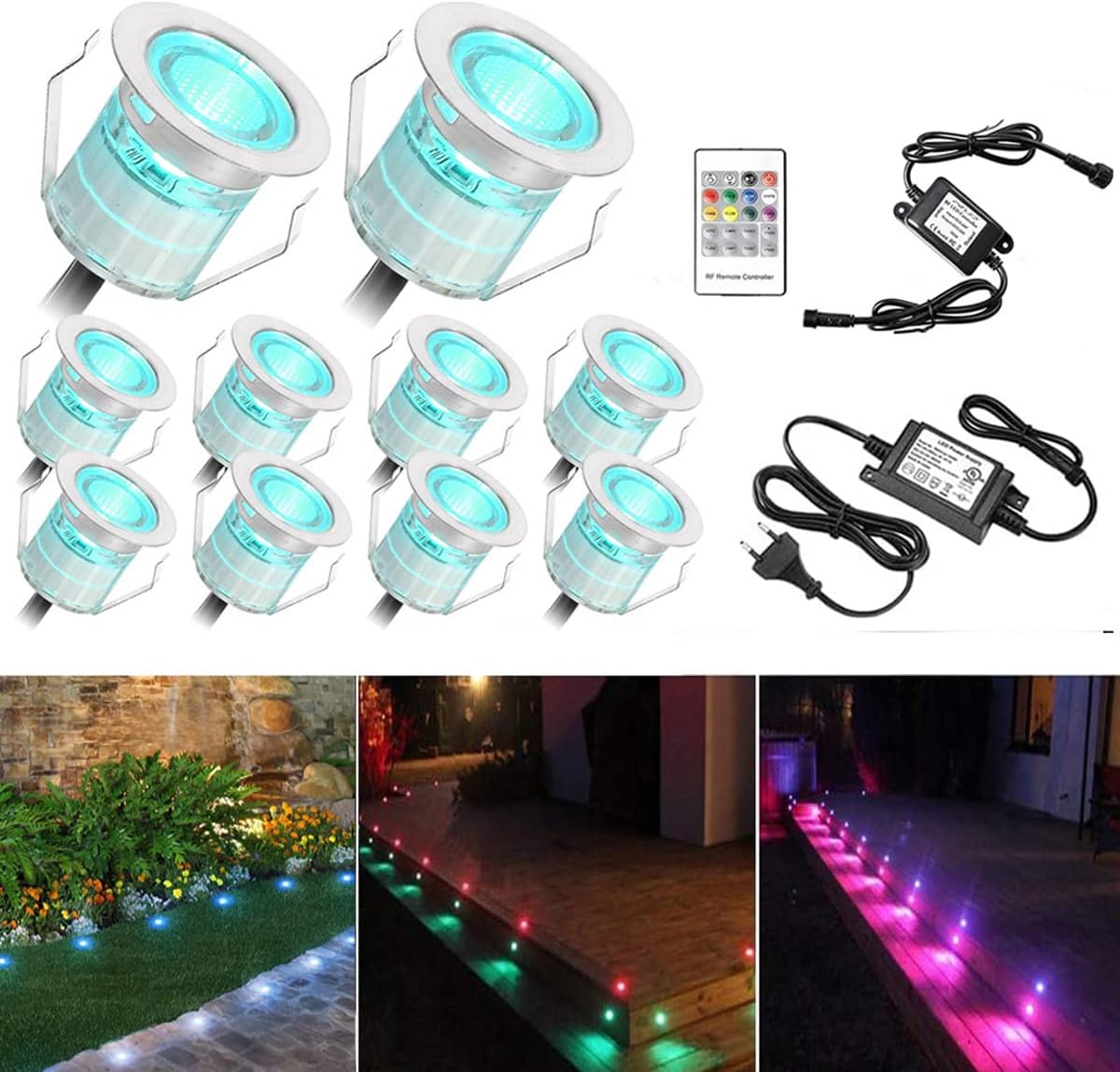 12 Pezzi Faretti LED Incasso Per Terrazza Multicolor, Telecomando RF - Foto 14