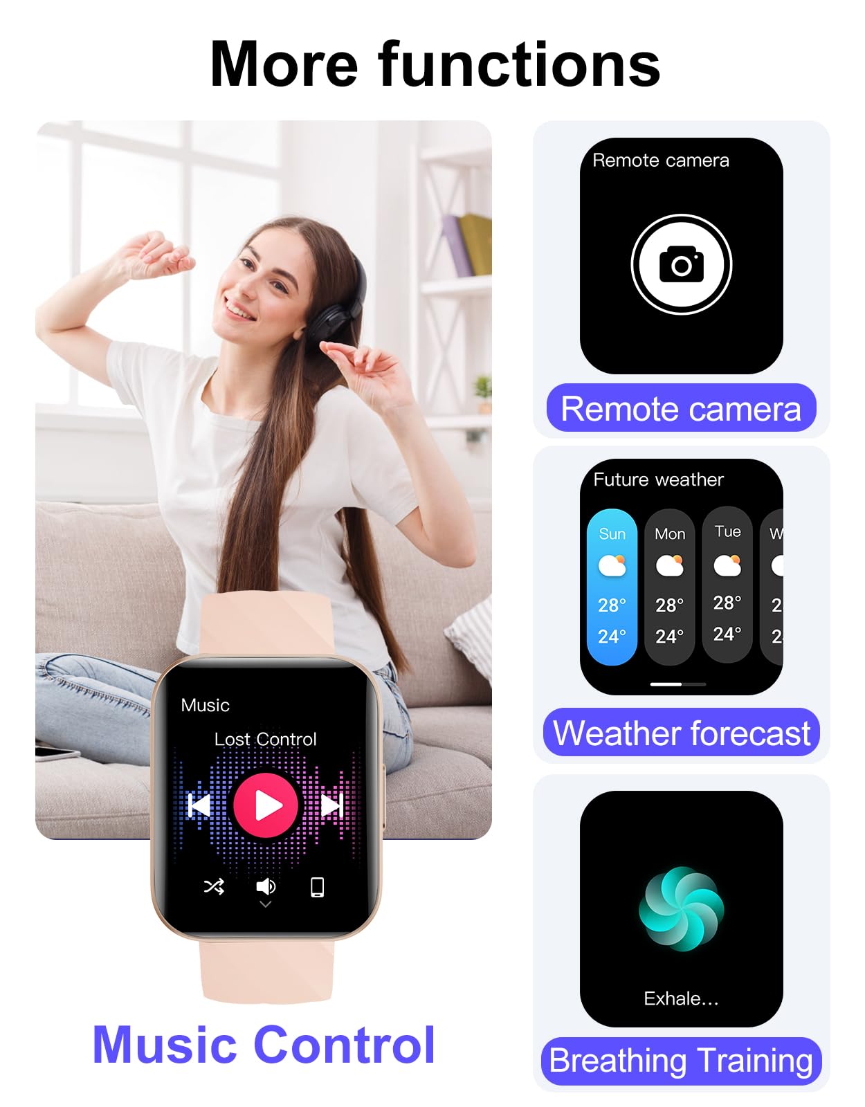 Smartwatch Hombre Mujer con Llamadas, Reloj Inteligente AMOLED 1,83" Podómetro, Pulsómetro SpO2 Sueño, 100+ Deportes, Pantalla Personalizable, Impermeable Whatsapp para iOS Android