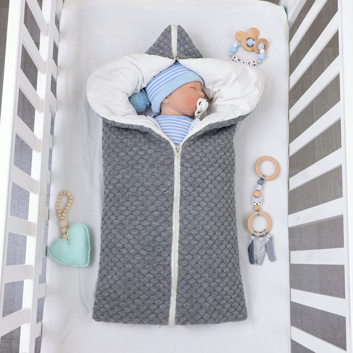 Baby Sleeping Bag Hooded Swaddle Sack Blanket Boy and Girl,012 Months