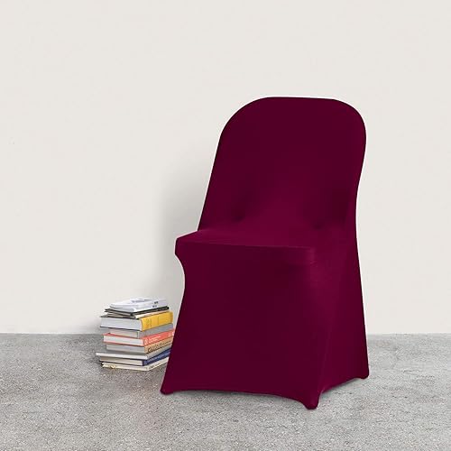 Vista 124 de Funda de silla Peomeise plegable, de elastano para banquete de boda, comedor, evento. Blanco