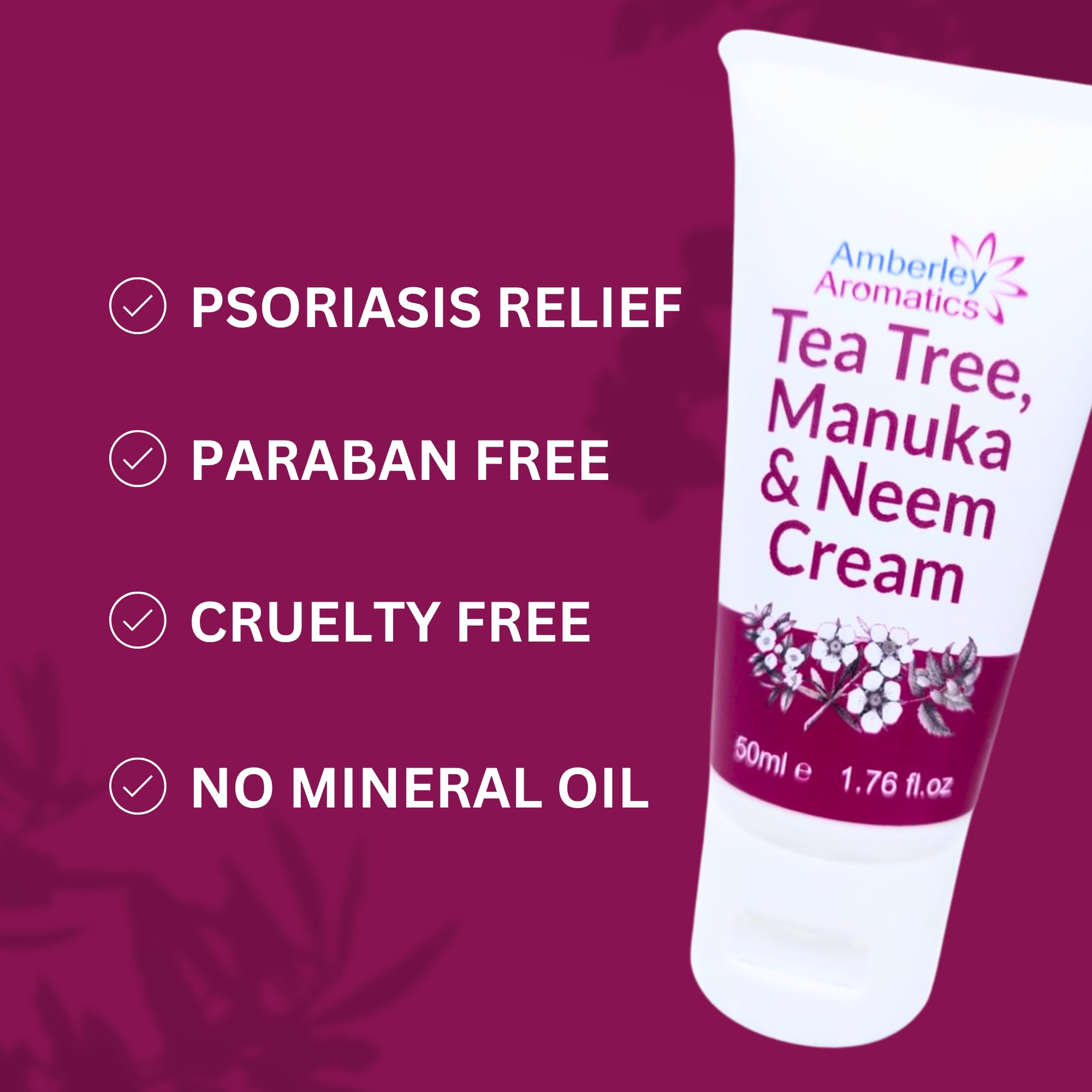 Tea Tree, Manuka & Neem Cream-Moisturising 50ml, Nourishing, for Dry Chapped & Cracked Skin, Eczema, Psoriasis, Anti-fungal - Image 4