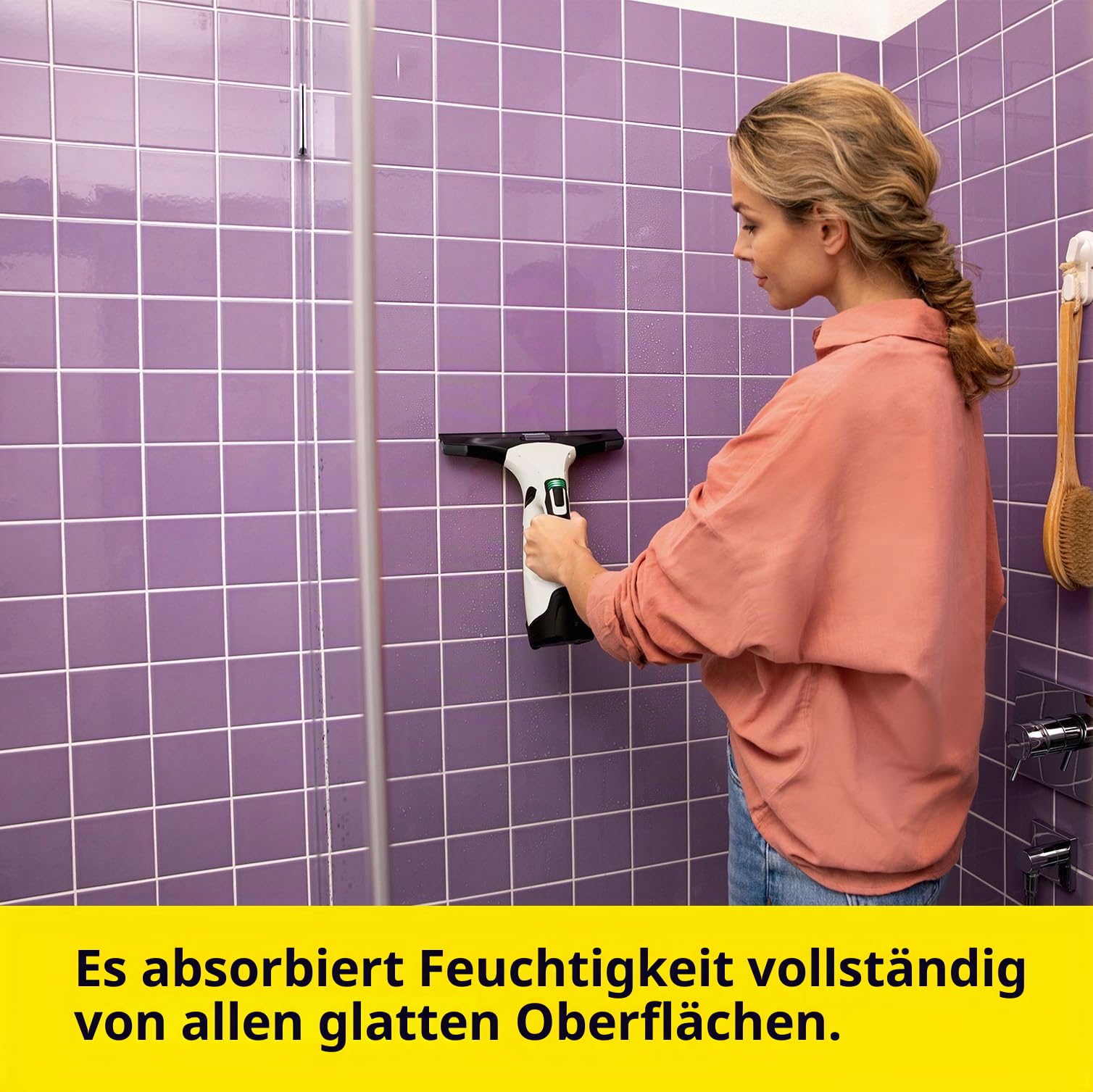 Kärcher Window Vac WV 5 Plus, Batterielaufzeit 35 min, herausnehmbarer Akku, LED-Anzeige für Batteriestatus, Saugdüse 280 mm, Sprühflasche mit Mikrofasertuch, Fensterreiniger Konzentrat