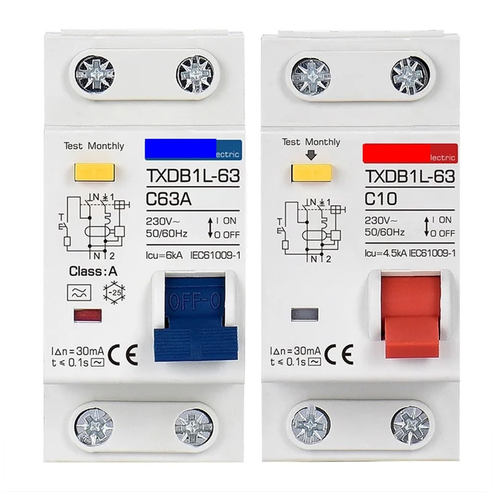 Interruttore differenziale RCD tipo A RCBO, 230 V CA 10 A ~ 63 A, protezione da sovraccarico e dispersione a terra, sgancio termomagnetico(32A)