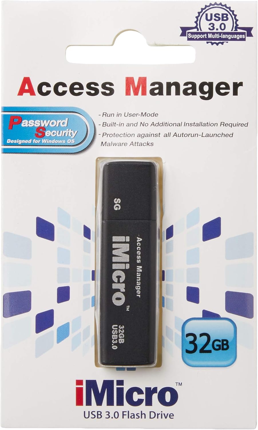 iMicro USB 3.0 Password Protection Flash Drive Sliver Grade 32GB(Black)