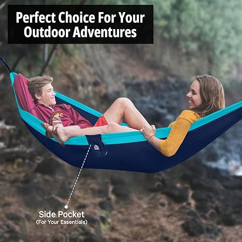Miniatura 44 de Vigel Hamaca de camping – Hamaca duradera, hamaca de nailon – Hamacas dobles o individuales – Hamacas portátiles de árbol para exteriores – Fácil