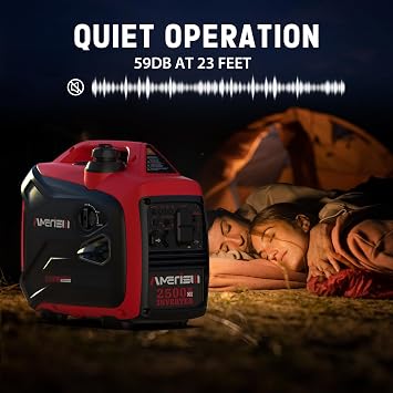 AMERISUN 2500 Watt Portable Inverter Generator with CO Sensor and Quiet Technology for Camping, Tailgating (AM5020C)