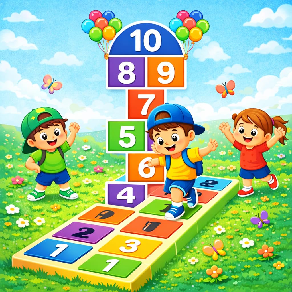 Hopscotch Jumbo Play Mat for Kids with Number Print Design, Multicolour, 96 x 30inch (Number Multicolor) 1