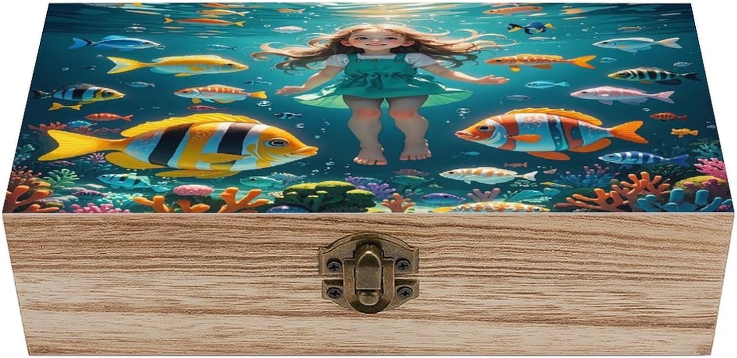 Cute Anime Characters Decorative Storage Box Solid Wood Container Box
