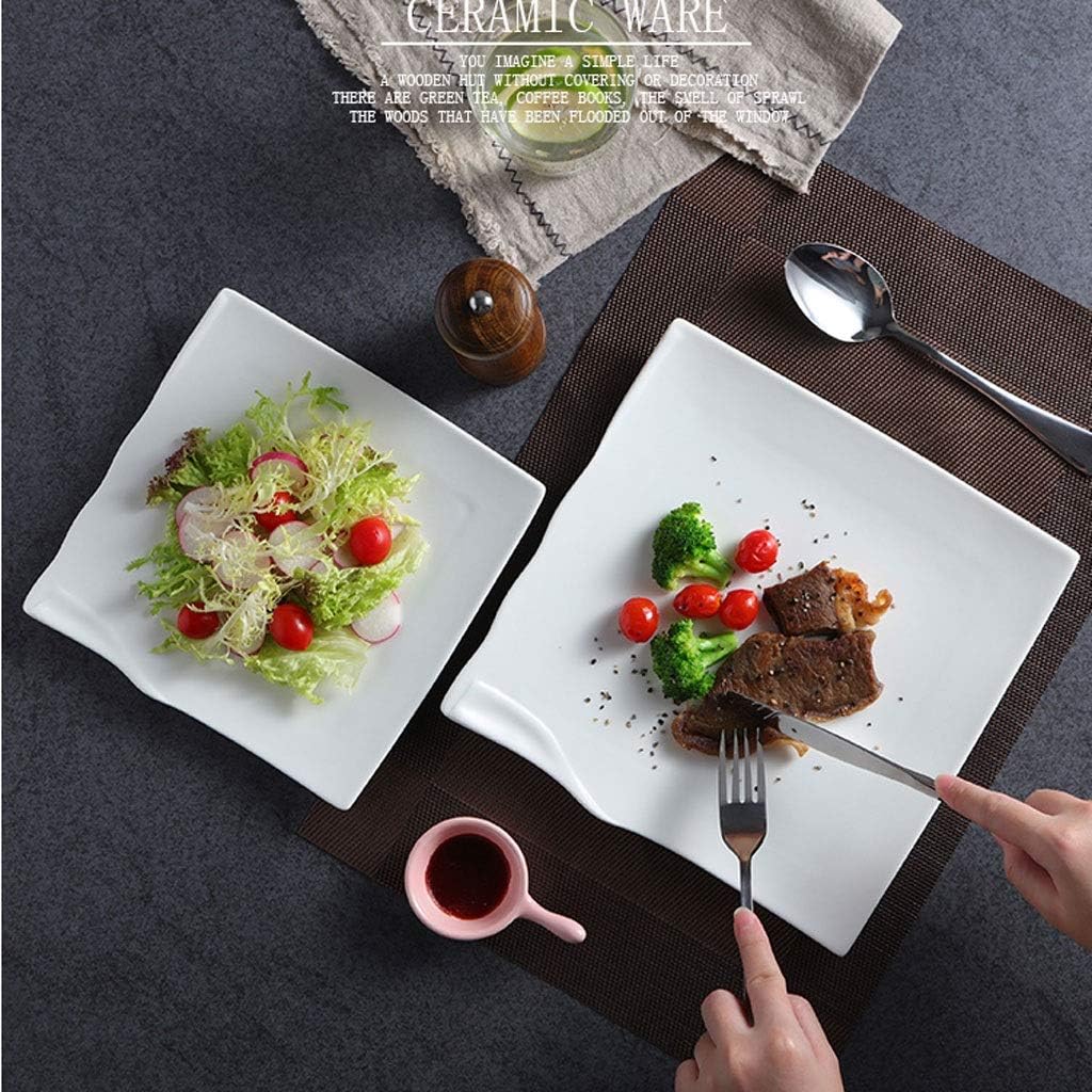 Beautiful Household Ceramic Plate Set of 3 Square White Fruit Plate Western Dish 10 inch Dessert Plate Salad Plate Dishes Dessert Plates