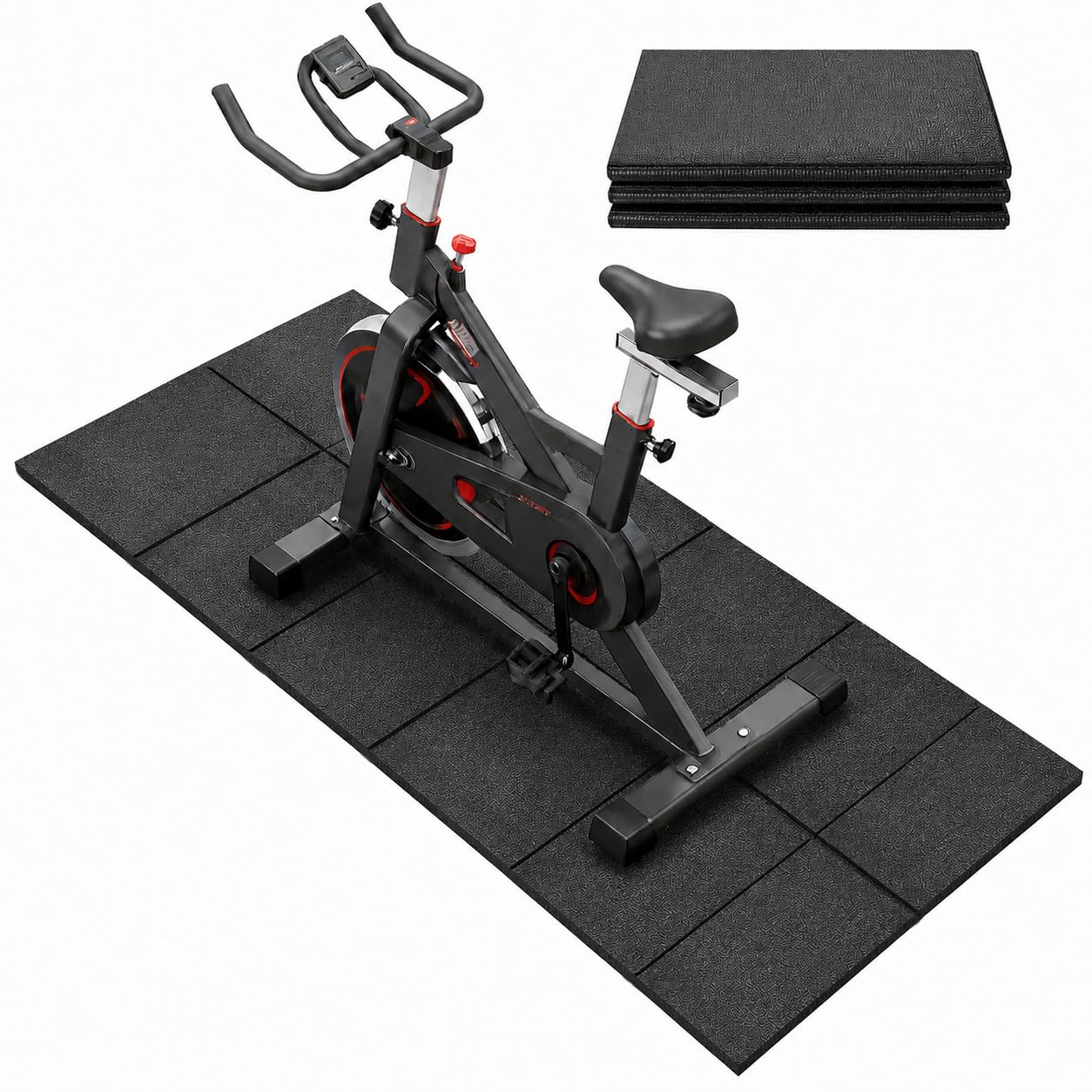 Vanexiss Treadmill Mat,156×75×0.6CM Foldable Walking Pad Mat,Waterproof Anti-Slip High-Density Indoor Floor Protector,Exercise Bike Mat for Treadmill,Stationary Bike,Elliptical (Black)