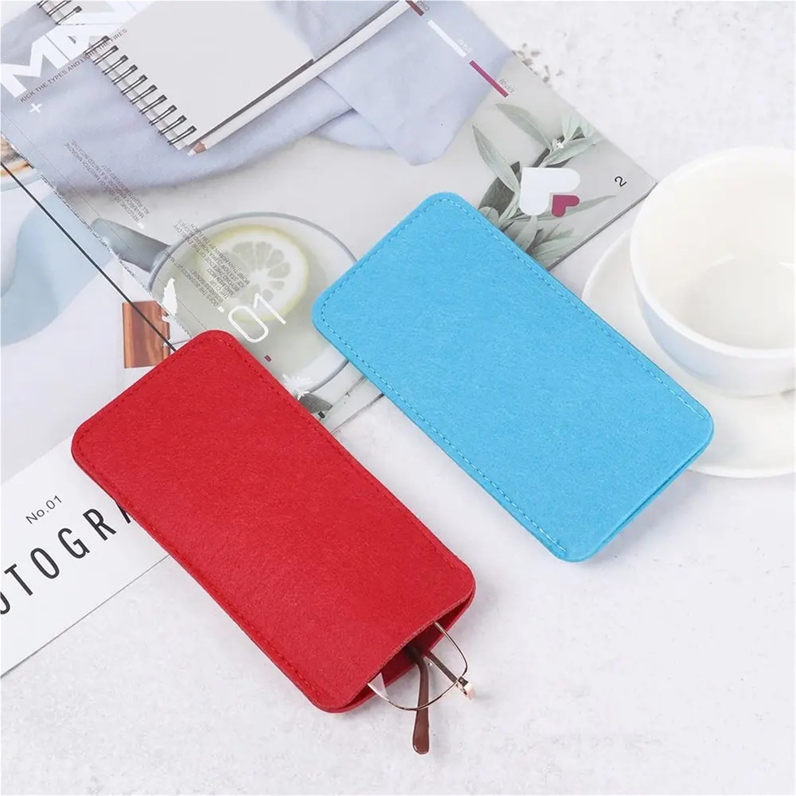 Etui na okulary 20 szt. Miękkie etui Przenośne ochronne Pure Color do czytania(Camel)