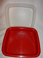 Tupperware Season-Serve Large Red Meat Marinade Container - BPA-Free Airtight Rectangular Storage