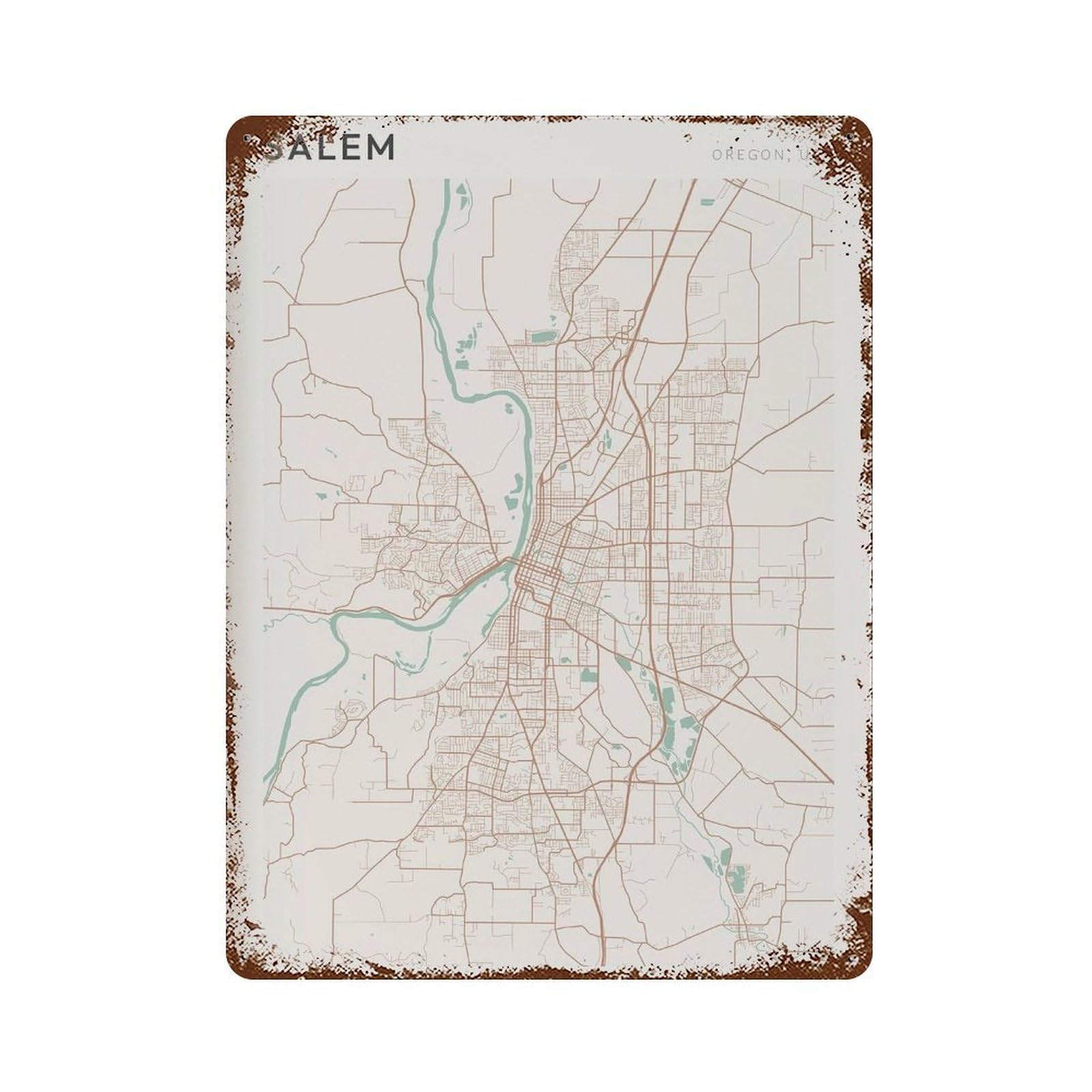 xiaoxiaoshen Salem Map Oregon Travel Gift Farmhouse Decor Wall Decor Art Metal Tin Poster Modern Home Decor Art Home Bar Shop Decorations Vintage Sign 40x30cm