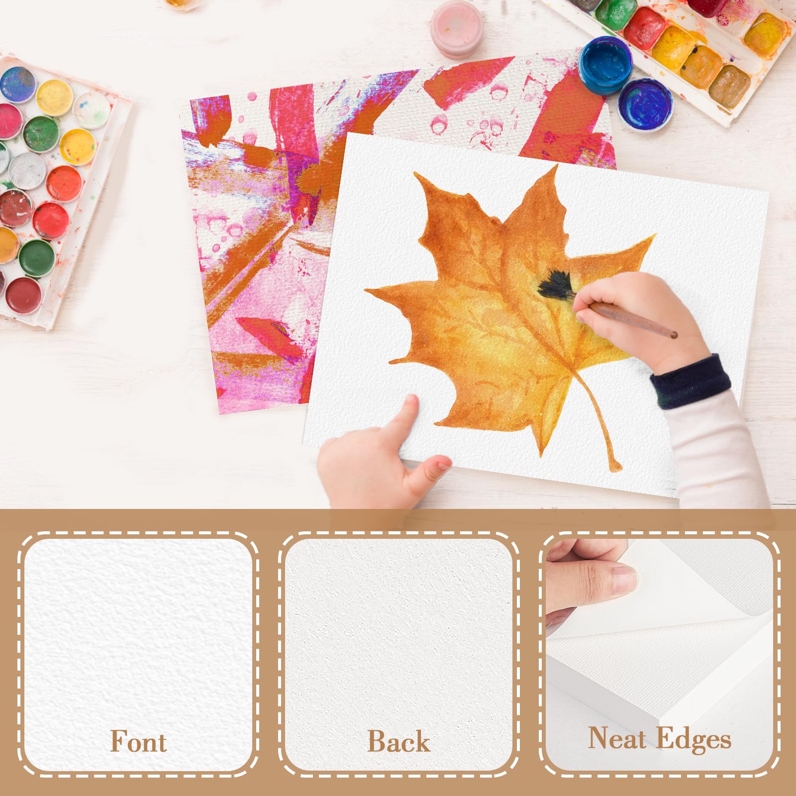 150 unidades de papel de acuarela de 7 x 10 pulgadas, 140 libras/300 g, papel grueso de acuarela para niños y adultos, papel de arte blanco para dibujar, pintar, marcadores gouache, hojas de papel de