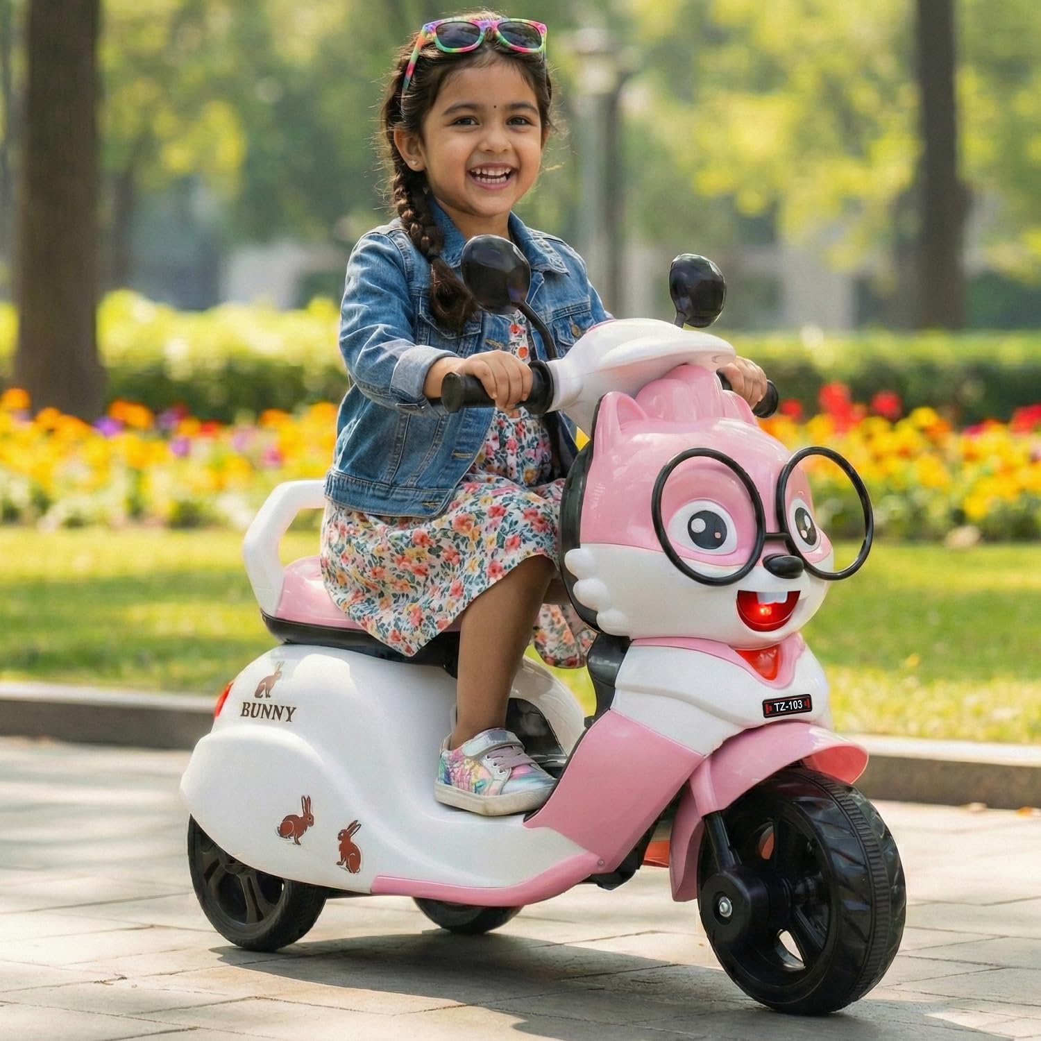Toyzone Bunny Electric Scooter - Pink | Rechargeable Scooty 6V | Powered by 4.5 ah Battery | Music Player with Bluetoooth & USB | 6 Month Warranty on Battery | Make in India | for Kids 2+ Years-image-34
