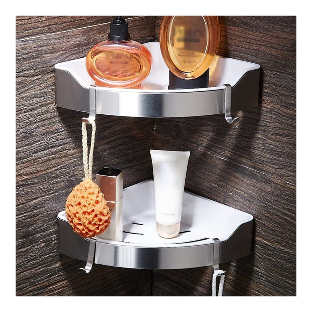 Estantes de baño exquisitos Caddy de ducha de acero inoxidable dorado y baño de plástico ABS, estante de carrito de ducha triangular de montaje en pared de níquel cepillado, accesorios de baño Estante