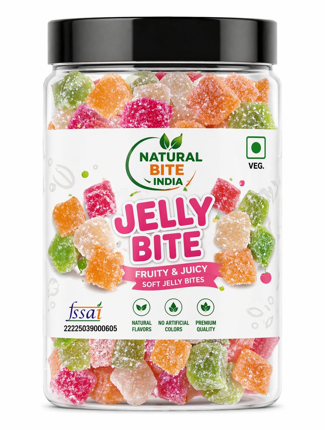 Natural Bite India Jelly Bite, Mix Fruit Flavour, Sugar Coated Soft Jelly Candy, No Artificial Colours, Vegetarian, 200g Jar-image-15