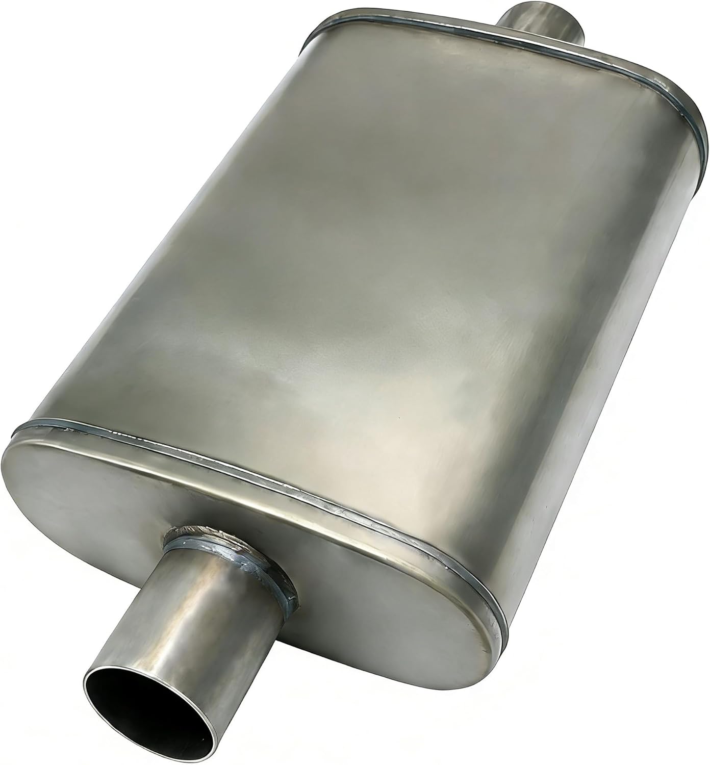 409 Stainless Steel Straight-Through Perforated Core Muffler - 2.5" Inlet/Outlet, Oval Body, 20" Overall Length, Universal Fit for Cars & Trucks, Deepaggressive Sound