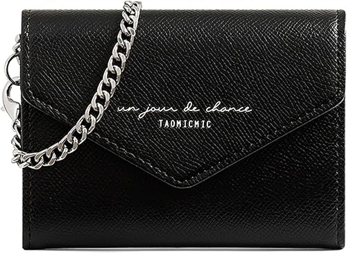 Billeteras cortas con cremallera para mujer, bolsa de mano de cuero hecha a mano para (negro, talla única)