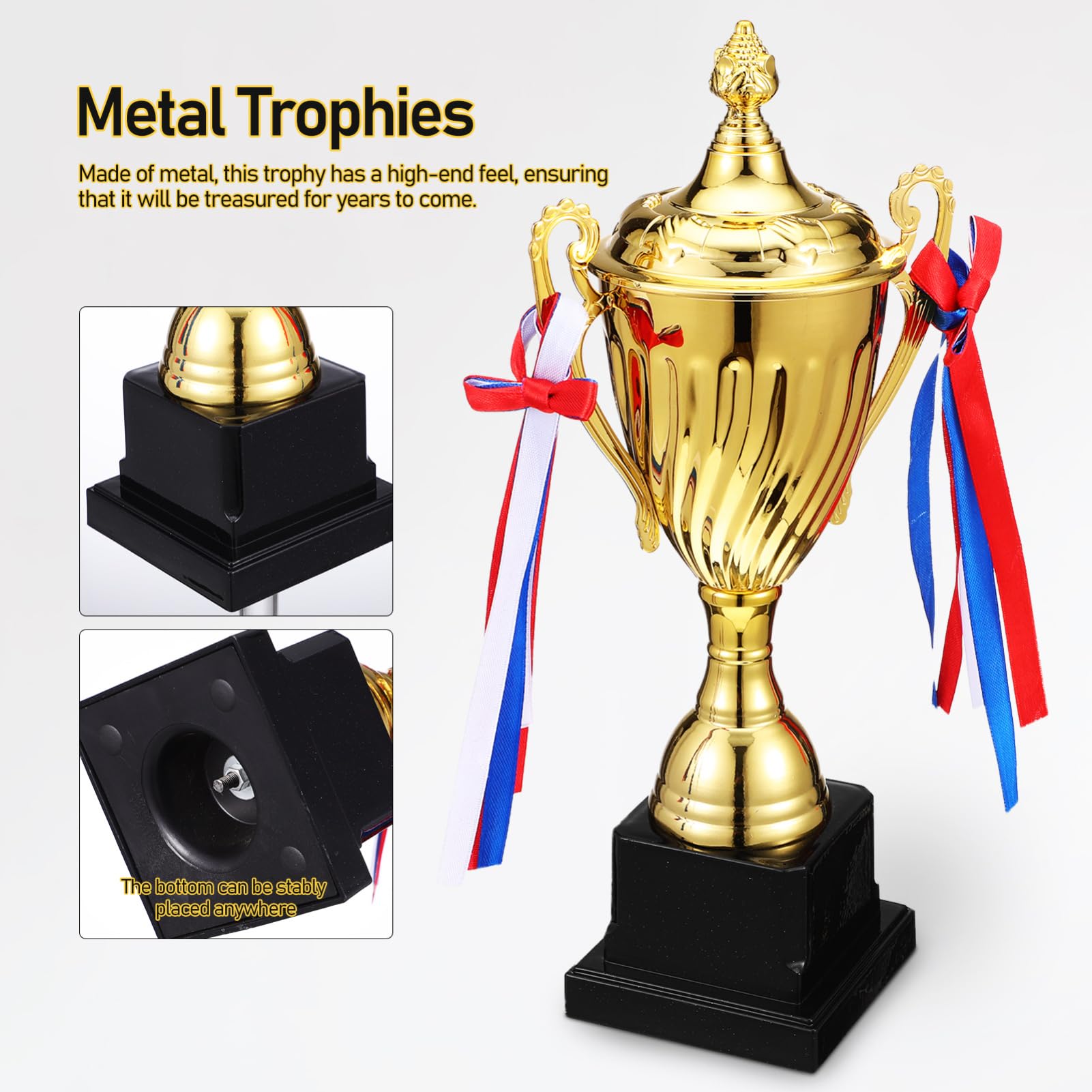 WOONEKY Copa Grande de Metal para Deportivas Premios de Fútbol y Baloncesto con Base Estable y Diseño Elegante