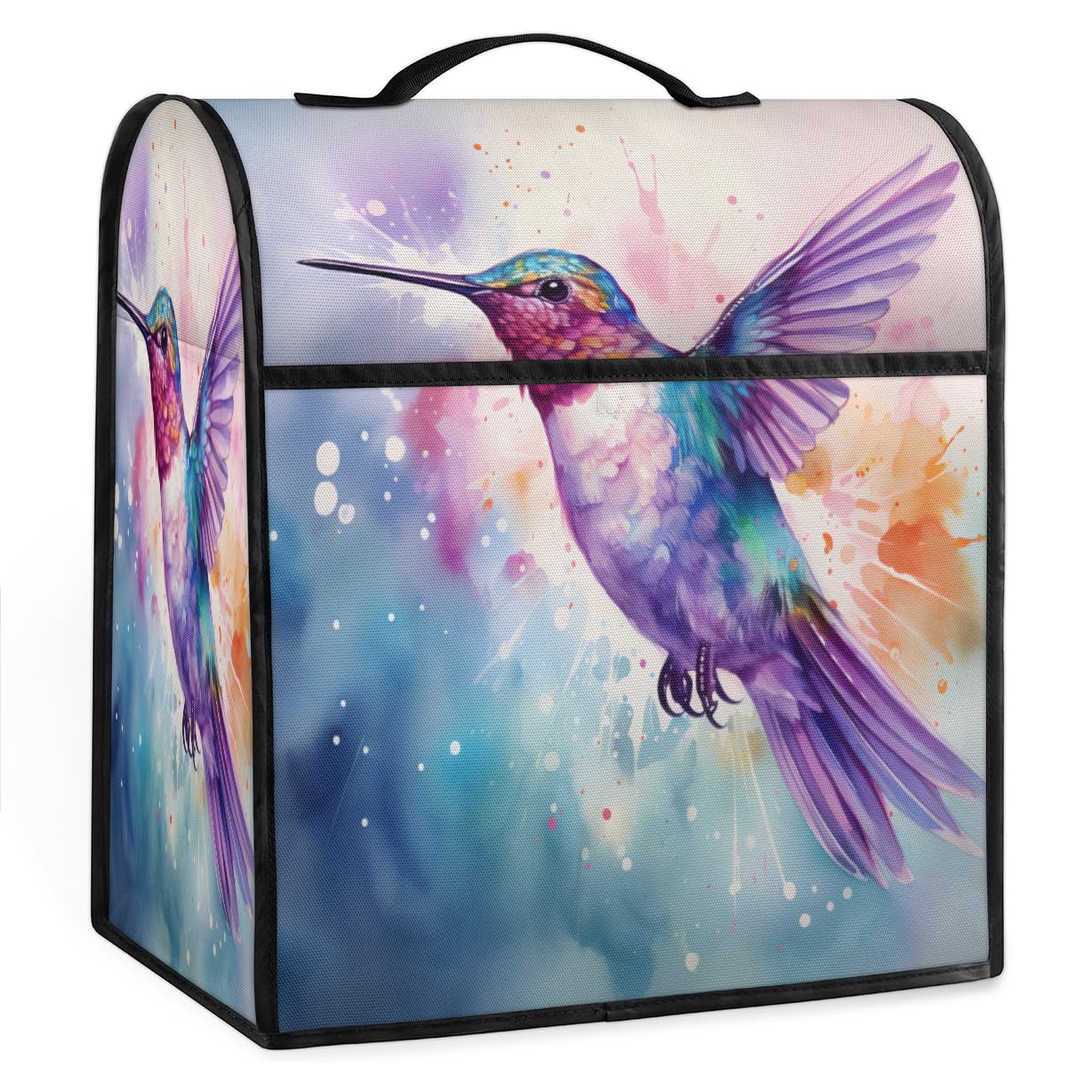Coffee Maker Cover Watercolor Hummingbird Printing Kitchen Appliance Covers Small Appliance Covers Blender Cover Juicer Cover Dust Covers for Kitchen Appliances with Top Handle and Pockets,C626
