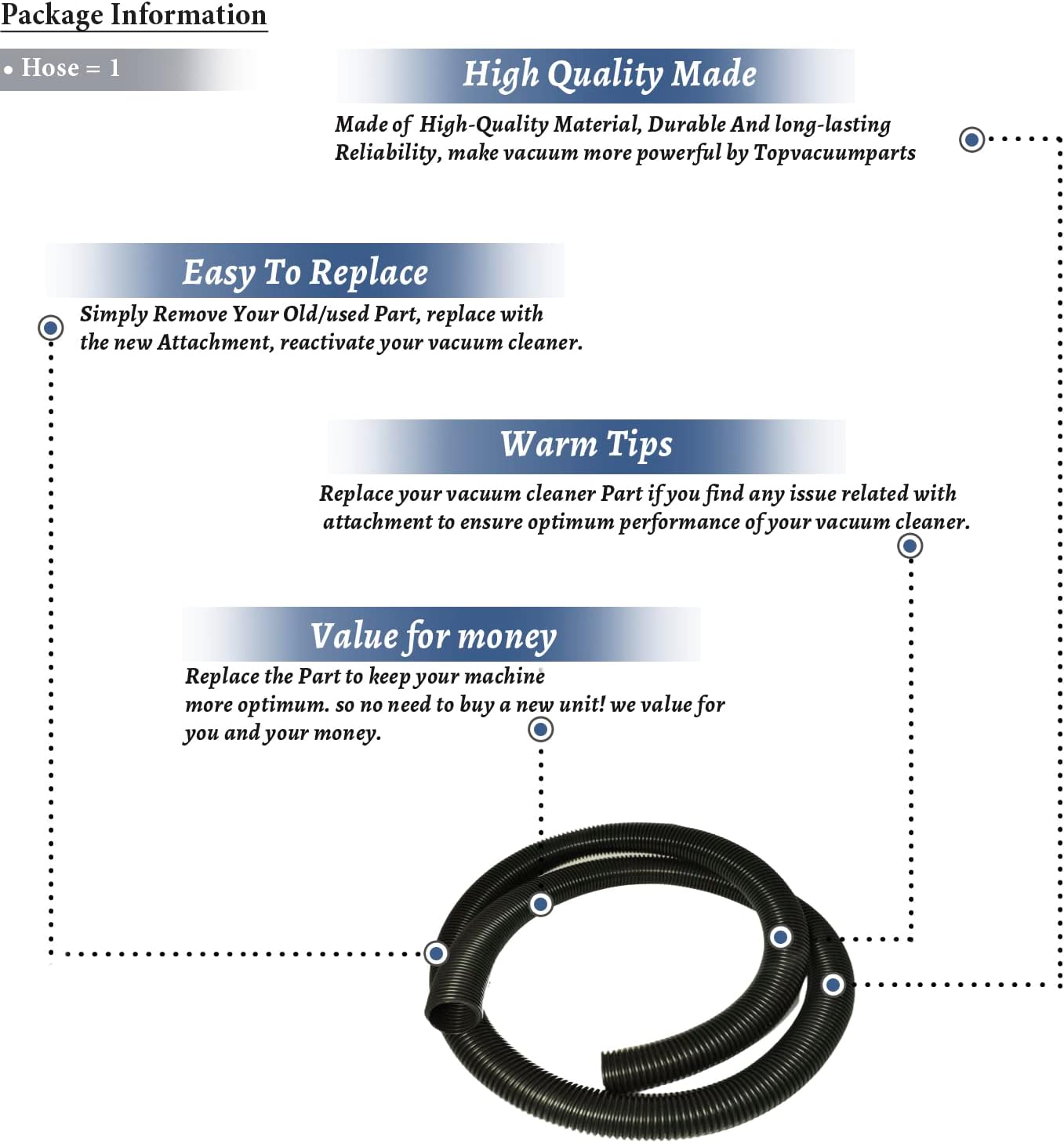 Black 6 ft Vacuum Cleaner Hose