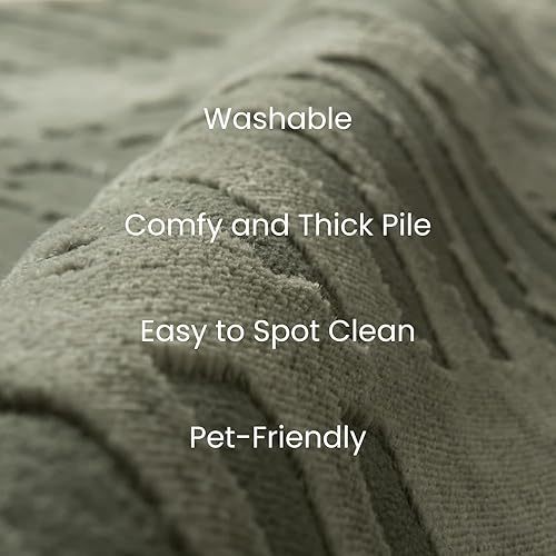 Miniatura 4 de Alfombra de pasillo lavable de 2'7"x9' de Revival Rugs, Shell, para pasillo y entrada - 100% reciclada, certificada Oeko-TEX, pelo mediano, verde