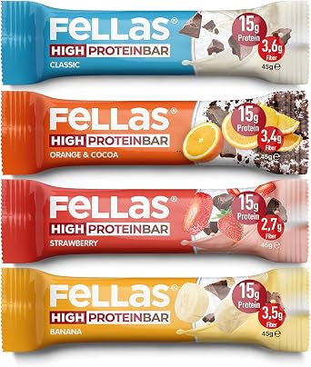 Fellas High Protein Bar, Mixed Box (4 Types), 45gr x 12 Pieces