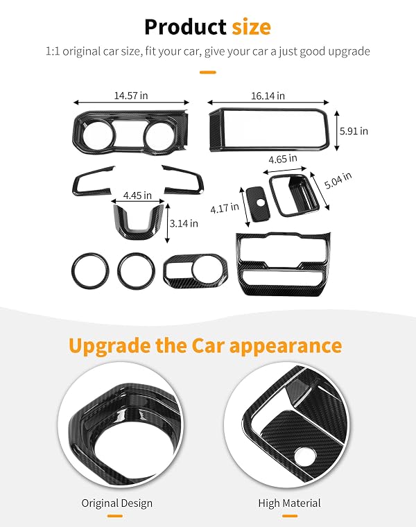 Hoolcar 11Pcs Full Set Interior Decoration Trim Kit for Jeep Wrangler JL JLU Gladiator JT 2024+ Central Control Panel Cover Air Conditioning Vent Cover Trim, Carbon Fiber by Hoolcar - Used condition - Image 9