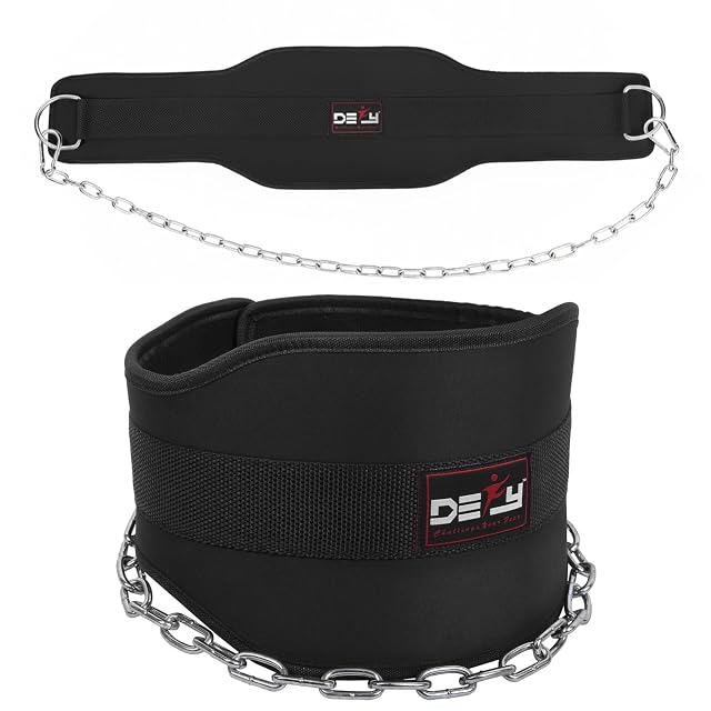 DEFY Dip Belt for Weight Lifting with 36 Steel Chain - 370 lbs weightlifting capacity - Neoprene Gym