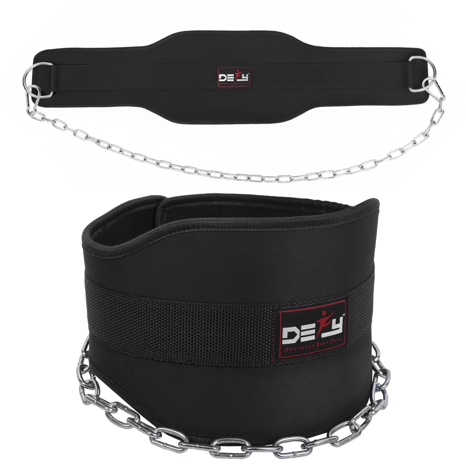 DEFY Dip Belt for Weight Lifting with 36 Steel Chain - 370 lbs weightlifting capacity - Neoprene Gym