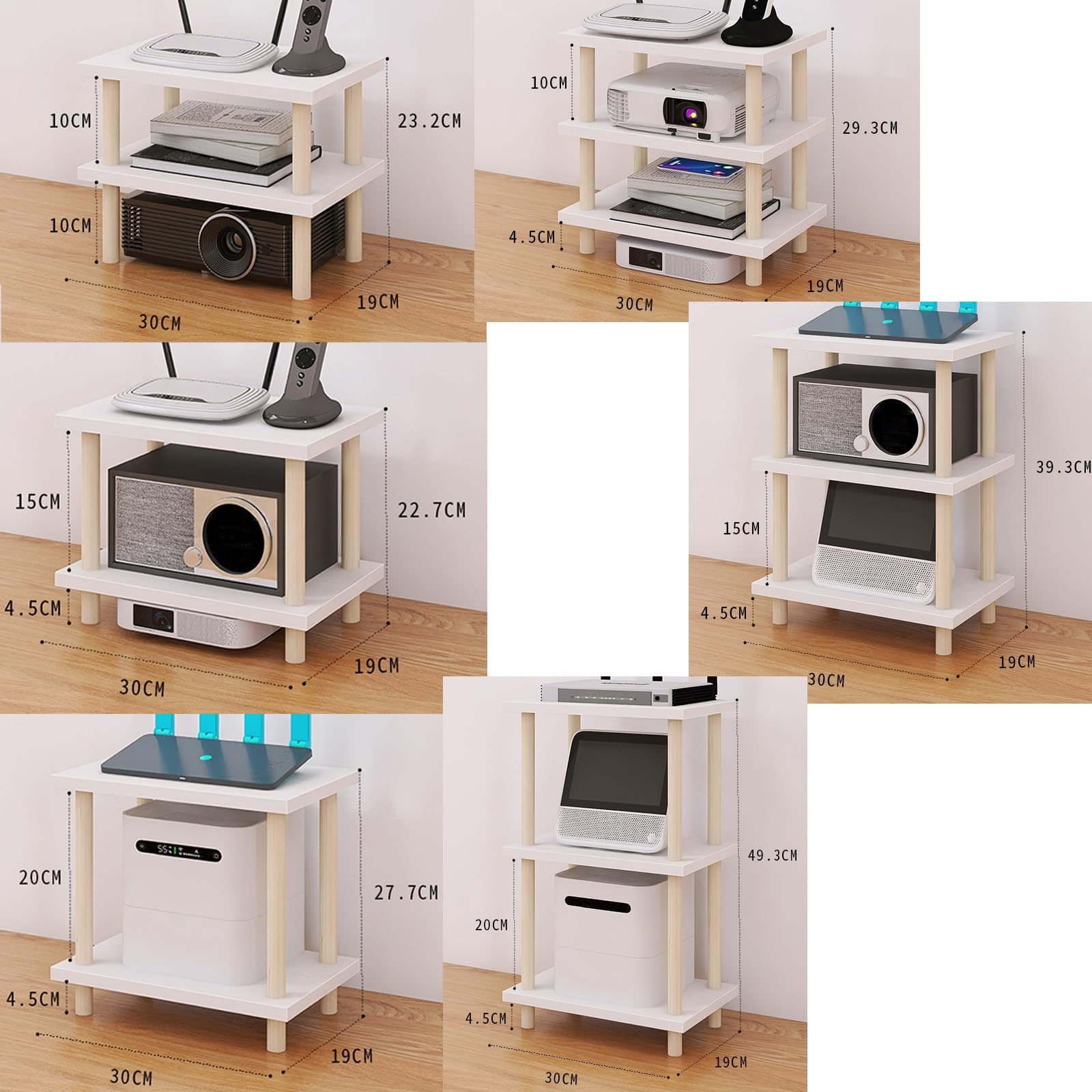 Support de Rangement Wi-FI Multicouche en Bois Massif, Support de routeur Blanc crème, décodeur Multicouche épais et Stable
