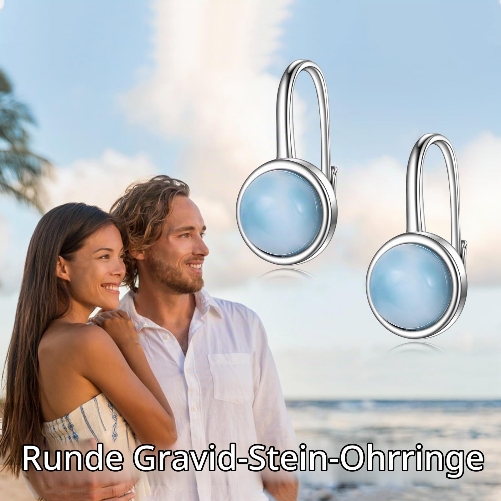 POPLYKE Opal/Schwarzer Onyx/Larimar/Mondstein/Aquamarin/Perle/Bernstein/Labradorit/Türkis/Malachit/Lapis Lazuli Leverback Ohrringe Sterling Silberschmuck Geschenk für Mädchen