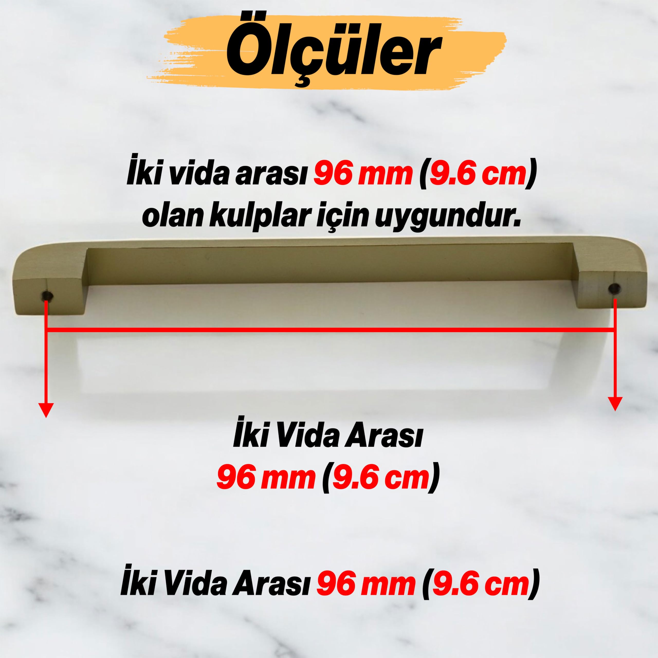 Zehra (96 mm - 9.6 cm) Mat Gold Metal Mobilya Mutfak Çekmece Dolap Dolabı Kapak Kulbu Kulpu Kulpları