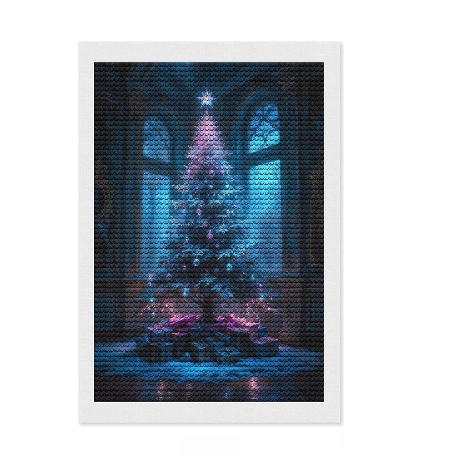 Junmoney Christmas Eve Crystal Diamond Art Kit 8"x12", Christmas Gift, Easy to Enjoy, Boho Decor, DIY Craft, Leisure Activity