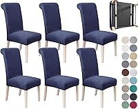 Vista 27 de SPRINGRICO Paquete de 2 fundas para sillas de comedor con cinturón de seguridad, fundas elásticas para sillas Parsons lavables, fundas protectoras