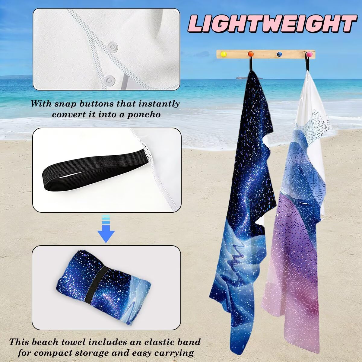 Toalla Playa 100x200 cm, Toalla Gimnasio Microfibra Secado Rapido, Juego de 2 Antiarena Toallas de Playa, Ligera Compacta Toallas Microfibra Grande para Viaje, Regalo Hombre Mujer (Moderno) -4951